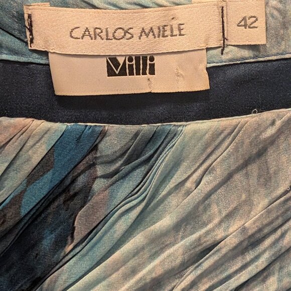 *$4,800 CARLOS MIELE STUNNING SILK BLUE FLOWER DRESS GOWN RUNWAY US 6, IT 42 - Picture 5 of 12